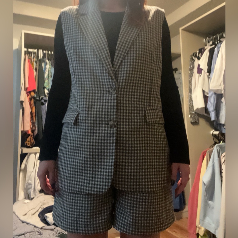 HYFVE Black and White Houndstooth Blazer & Short Set